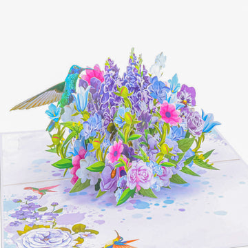 Mixed Flowers and Hummingbird Pop-Up Card